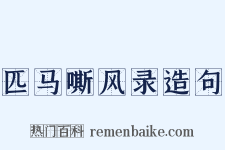 匹马嘶风录造句是什么意思的图片